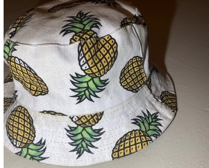 Reversible Tropical Pineapple Bucket Hat White and Black