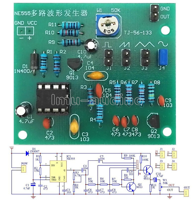 DIY Kits MultiChannel NE555 Waveform Generator Module Sine Triangle Square Wave