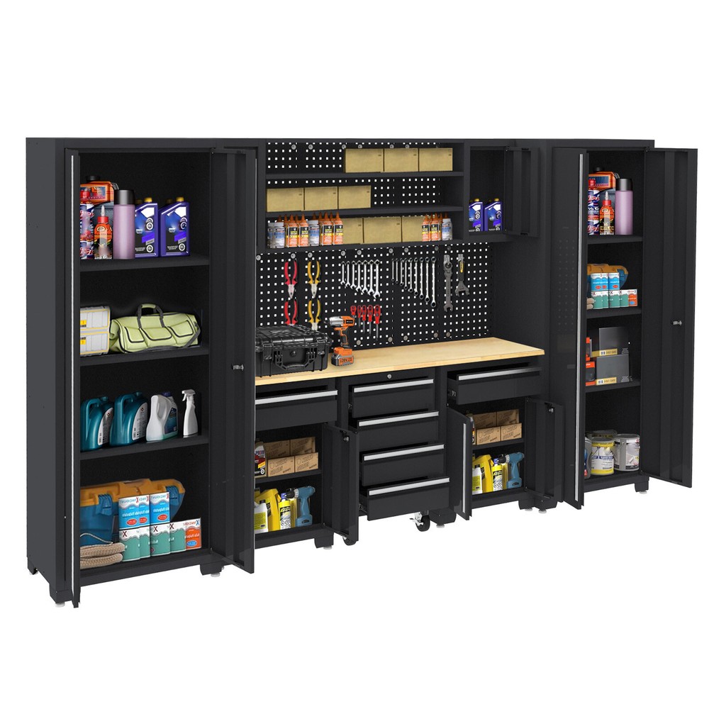 Garage Storage Cabinet System 9-Pcs Workshop Set for Garage Tool Organization