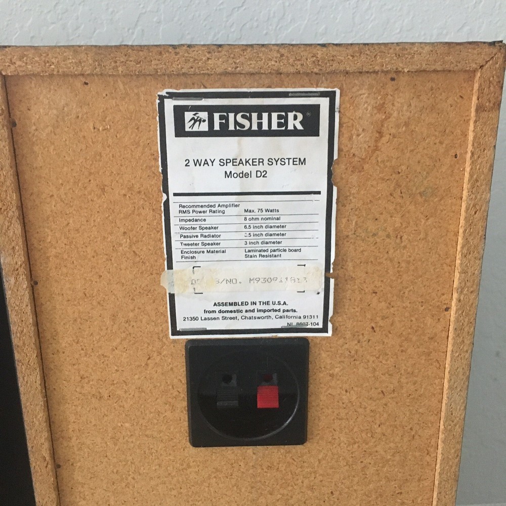 Vintage Fisher 2 Way Speaker System D2 - Untested