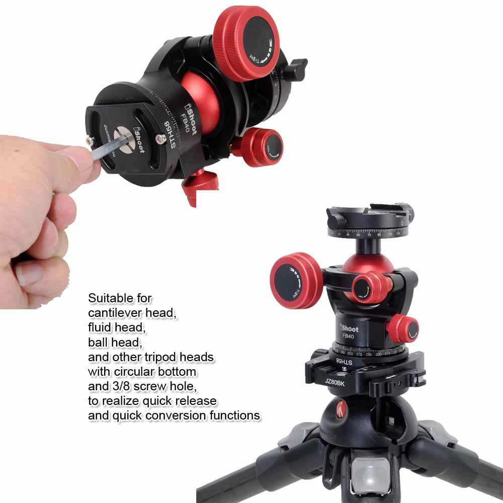 Tripod Head Mount Converter Arca Fit Quick Release Plate Adapter for Ballhead