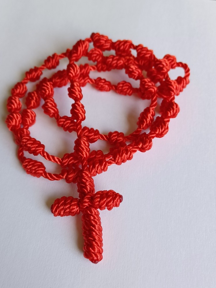 Nylon Rosary Knotted Cord Red