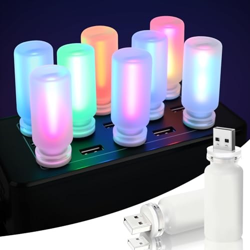 2 PCS USB Interior Car Lights, Touch Control 7 Color 13 Modes Plug Multicolor