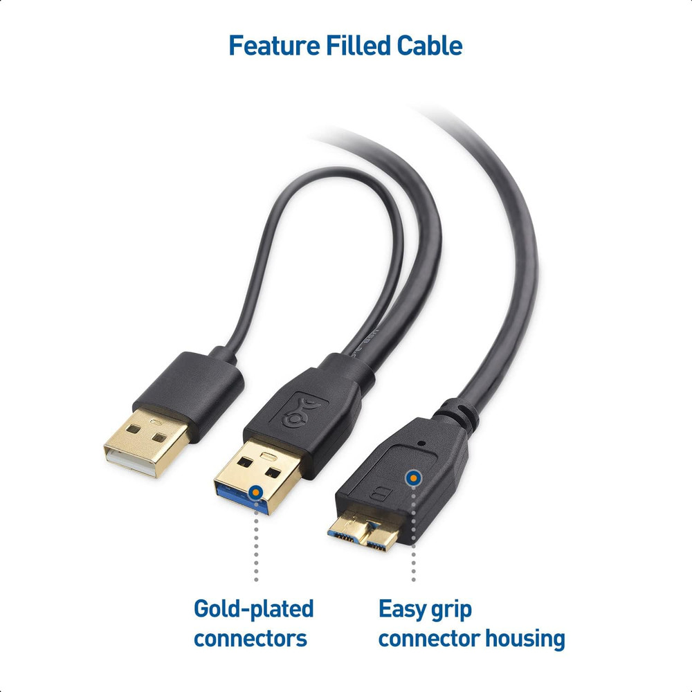 Cable Matters 5Gbps Micro USB 3.0 to USB Splitter Cable - 20 Inches, Micro-B 3.0