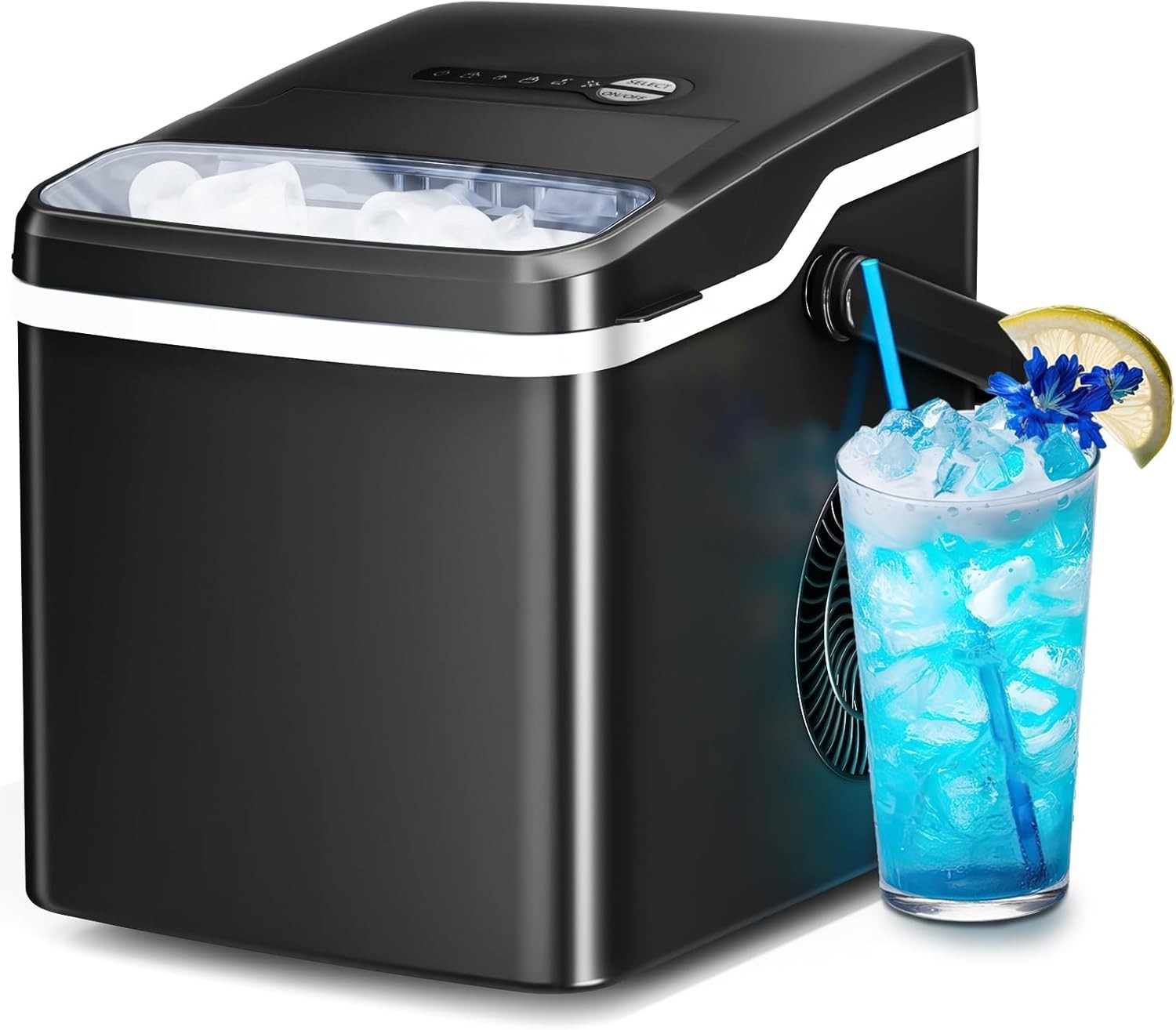 Ice Maker Countertop with Auto-Cleaning, 26Lbs/24Hrs, 9 Cubes in 6 Mins