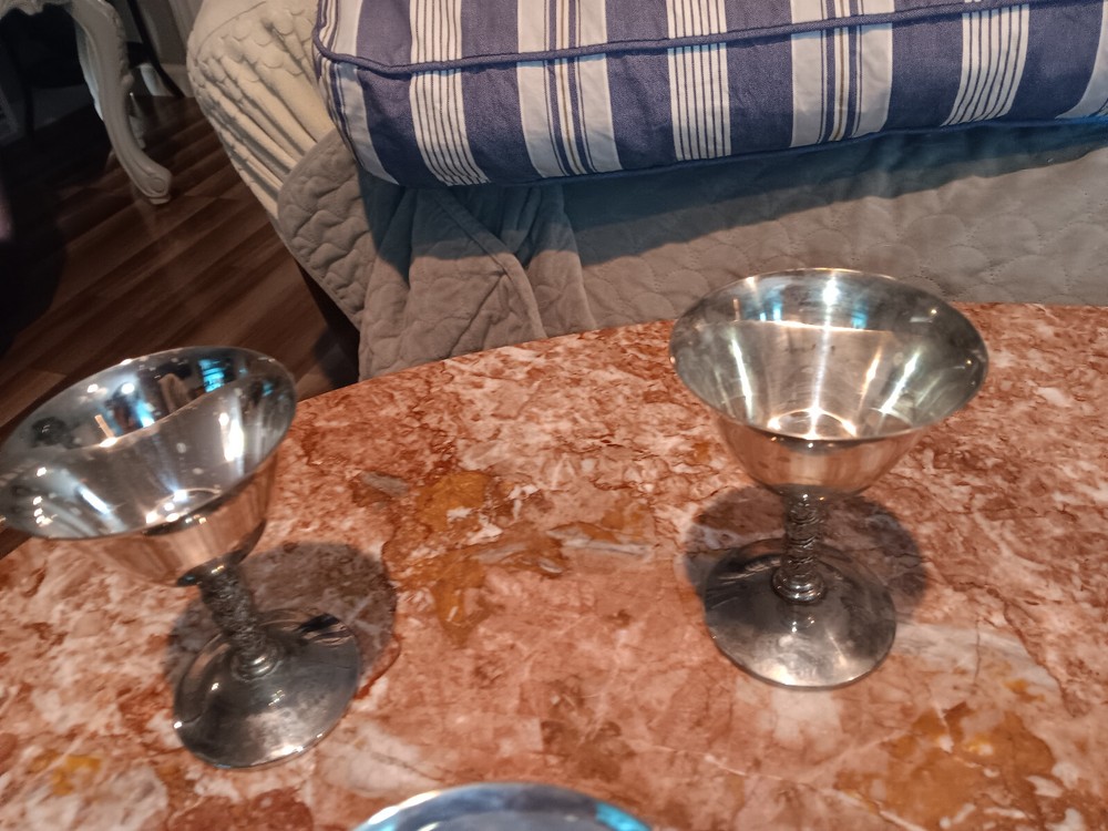 VTG J Perez Ruiz E.P.B Silverplate Spain Stem Wine goblets 6 cups