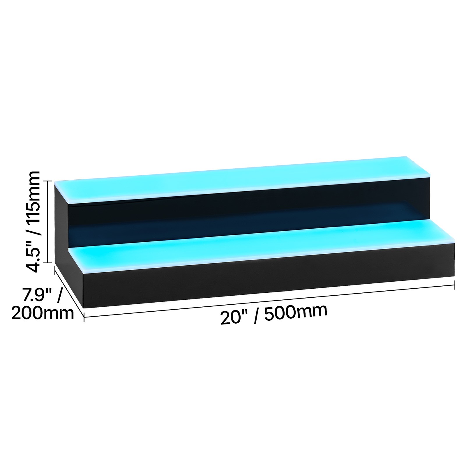 Uimoso LED Illuminated Liquor Bottle Display, 2-Tier, 20-Inch, Holds 10 Bottles