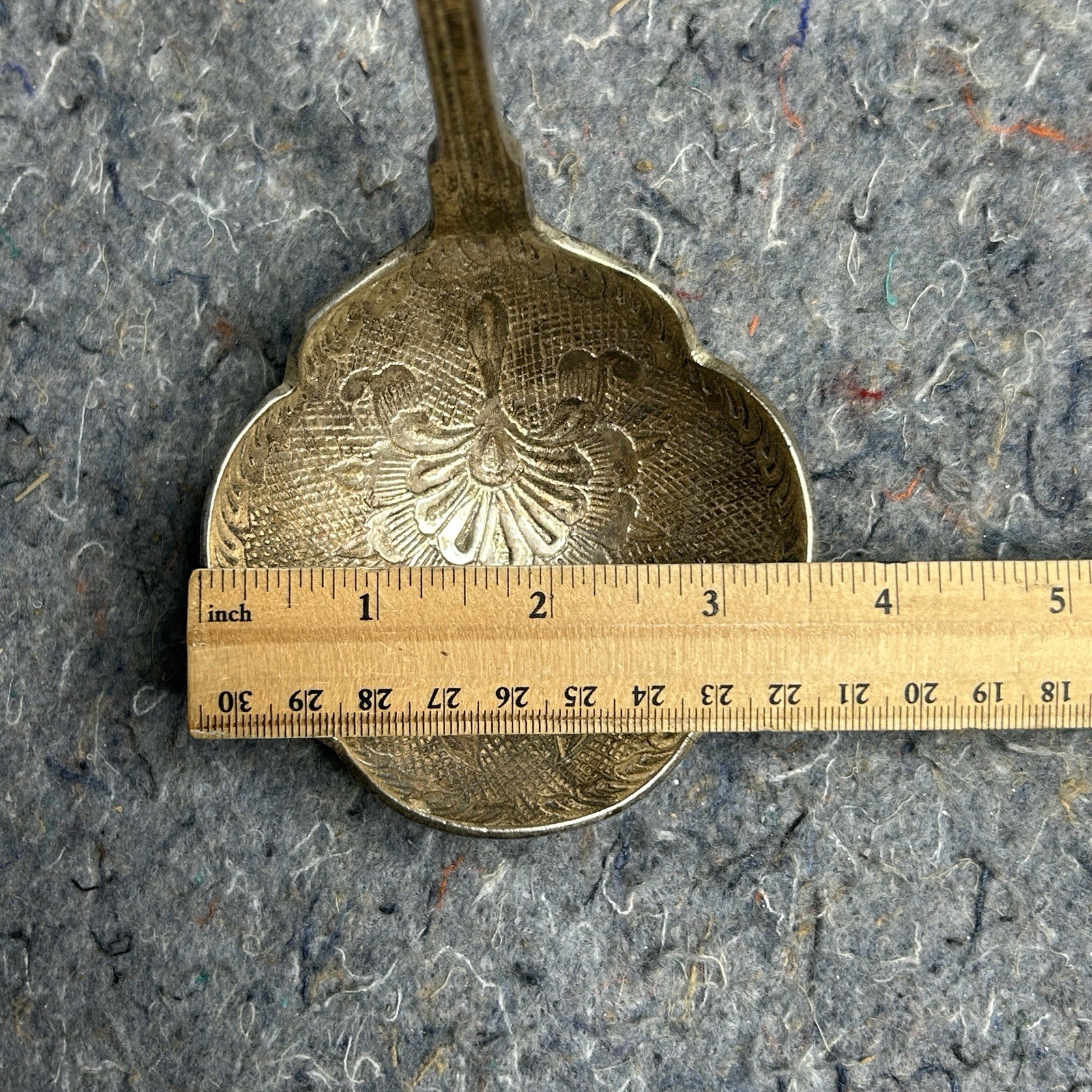 Vintage Ornate Soup Ladle Floral Pattern Silverplate Serving Spoon