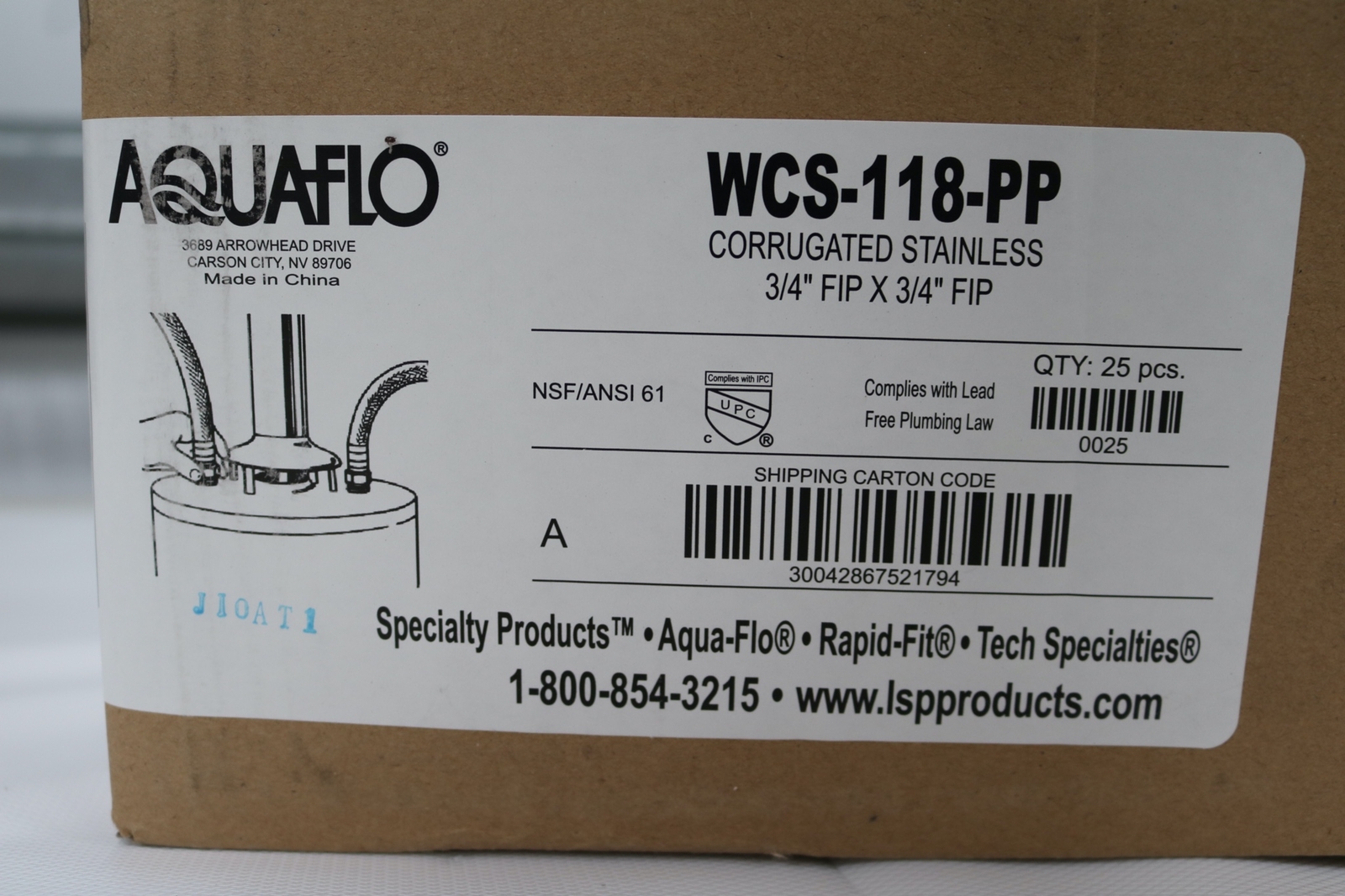 25xPack 18" Braided Stainless Steel Water Heater Lines Connectors 3/4" FIP x 3/4