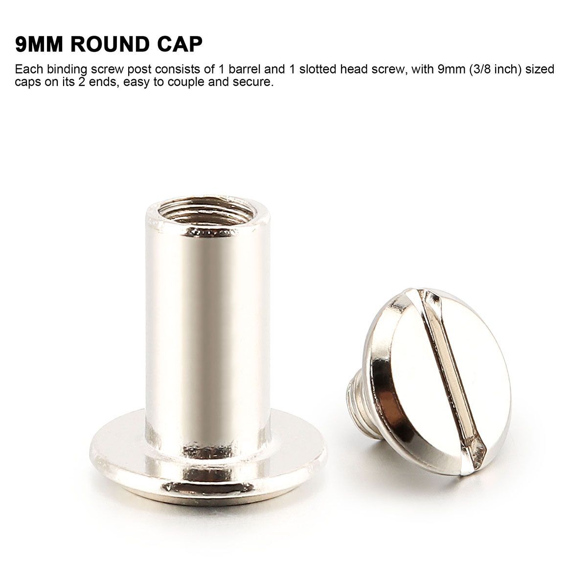 100Pcs Chicago Screws Metal Screw Posts Nail Rivet for Leather Crafts 5 Size Set