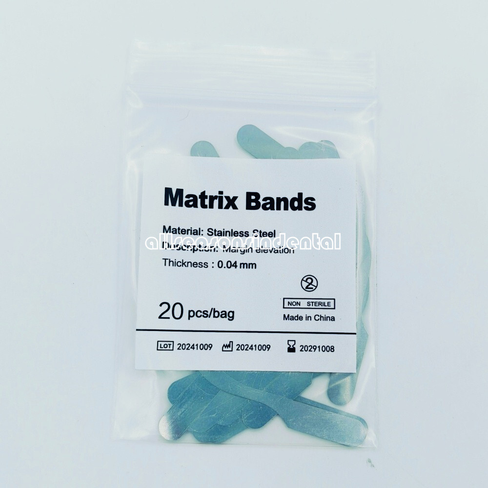 100 Pcs Dental Matrix Bands Tofflemire Type 0.04mm Margin Elevation Matrices