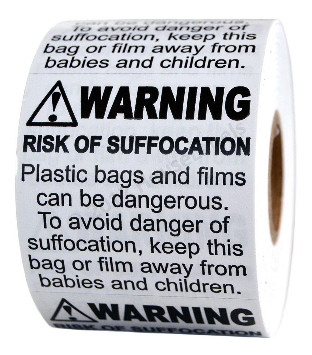 SUFFOCATION WARNING Labels/Stickers (2 x 2) - FBA Approved - (1) Roll of 500