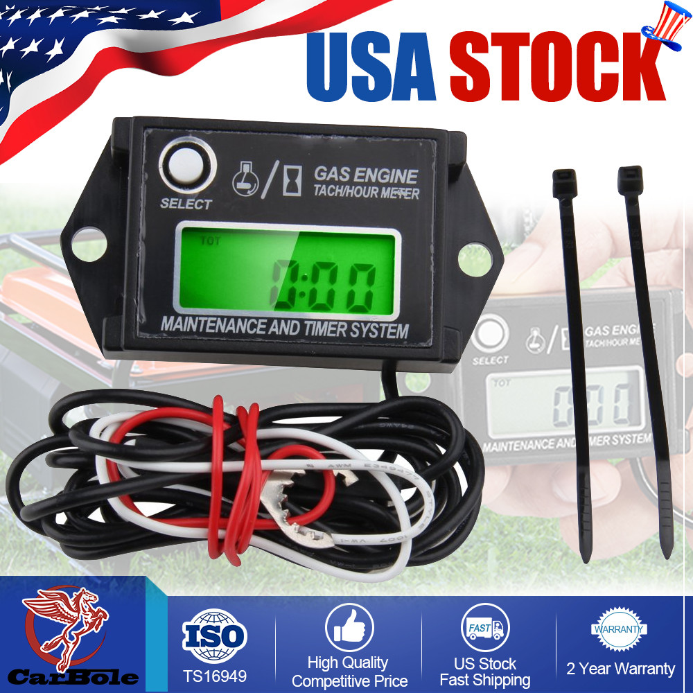 Waterproof Digital Mini Tiny Tachometer Tach Adjustable Job Timer Hour Meter