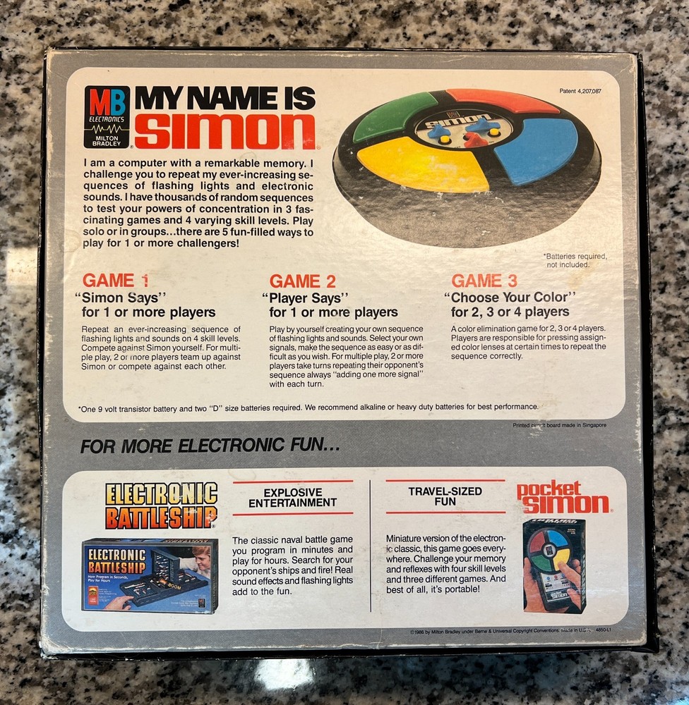 1984 Simon Electronic Game With Box Milton Bradley Complete Working