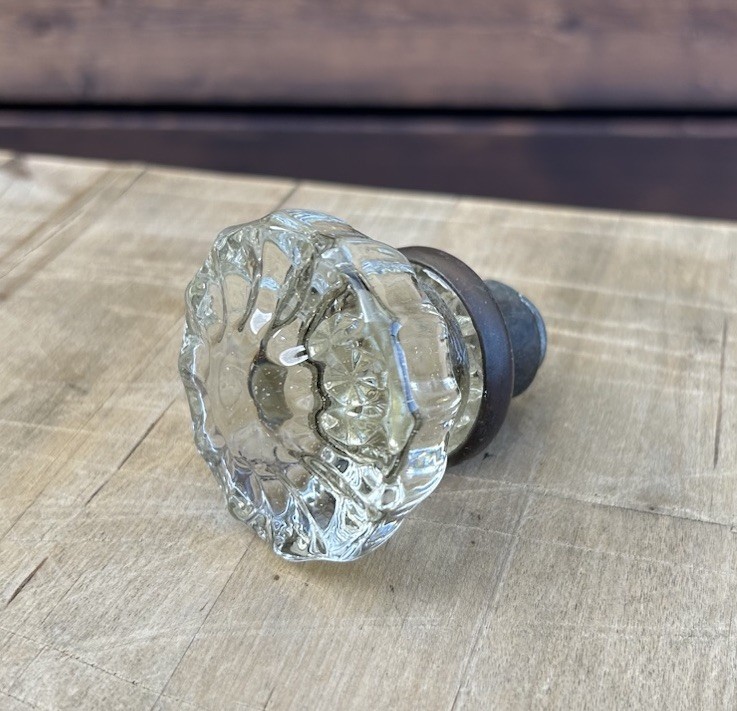 Vintage Brass Glass Door Knob w/bonus similar Matching Knob