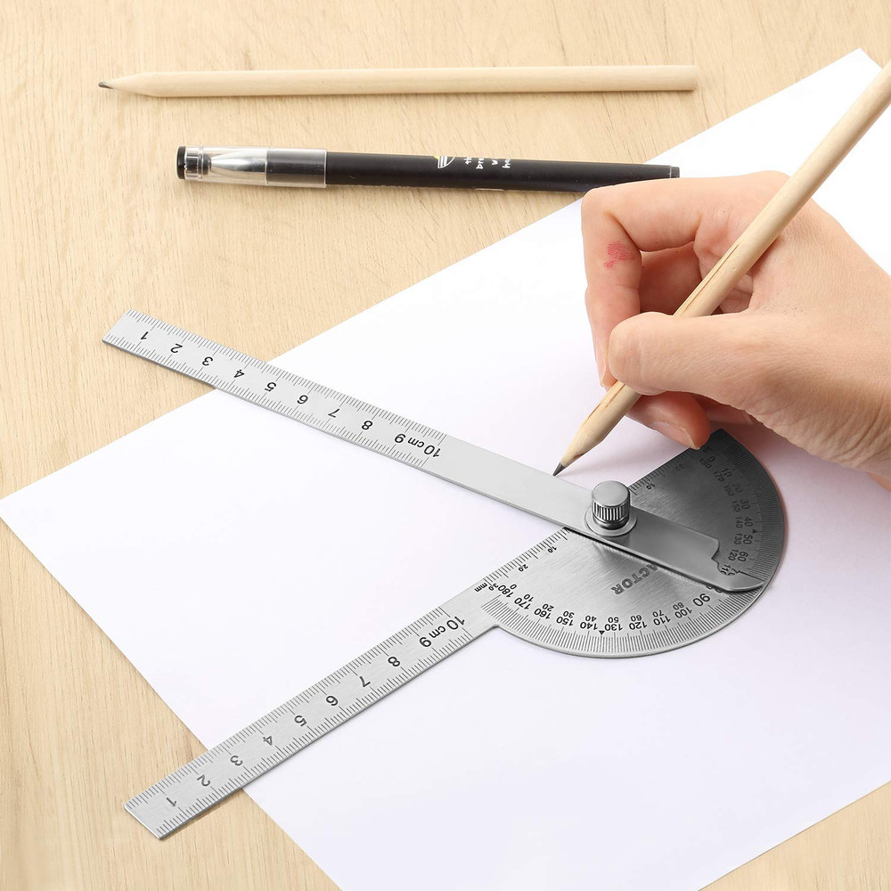 Angle Protractor Angle Finder Ruler Two Arm Stainless Steel Protractor Woodworki