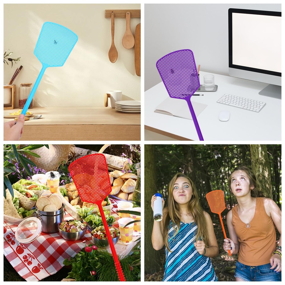 Fly Swatter,Plastic Flyswatters Multi-Pack,6 Bulk Vibrant Colorful Fly