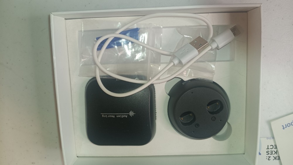 AUDIEN HEARING EV3 Aids w/ Charging Base, Guards, Manual, Case Working