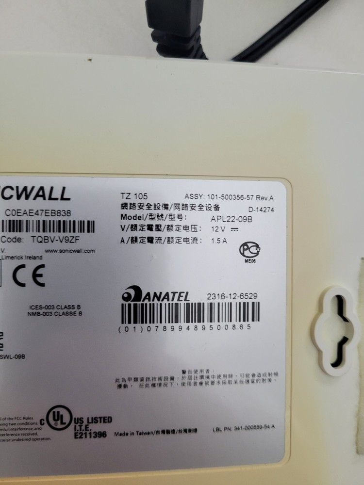 Sonicwall TZ 105 Wireless N Network ANATEL