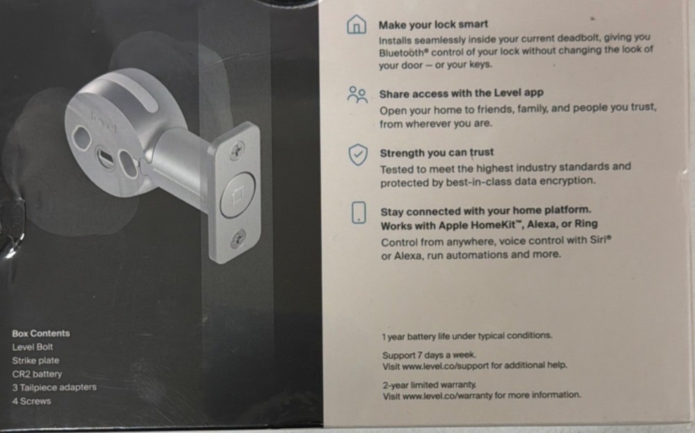 Level Bolt Invisible Smart Lock Deadbolt Apple HomeKit Bluetooth NEW