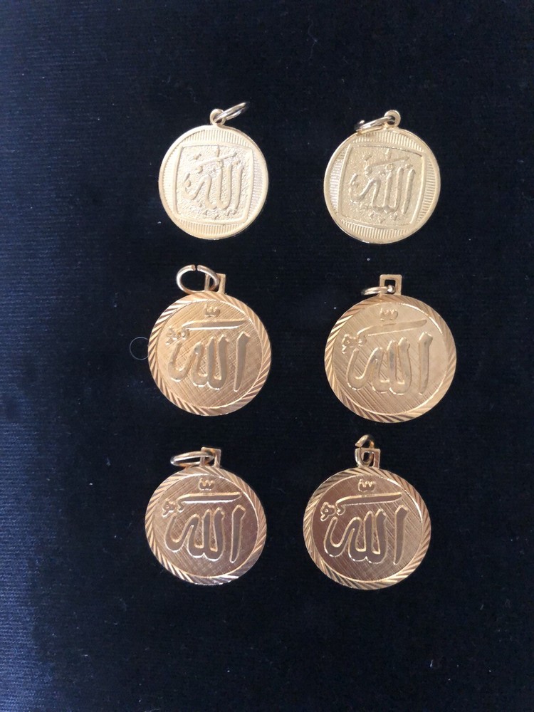 6 Persian Allah 22 K Gold Plated