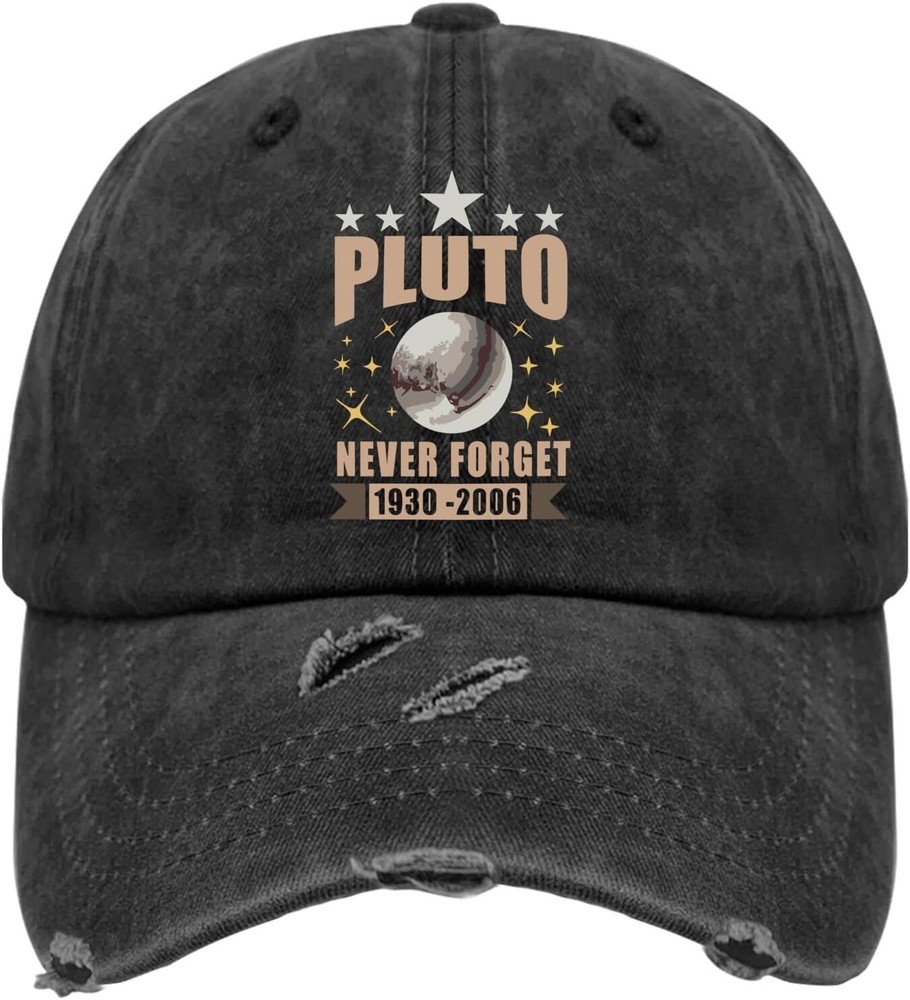 Never Forget Pluto Sun hat 80s AllBlack Womens One Size, Allblack