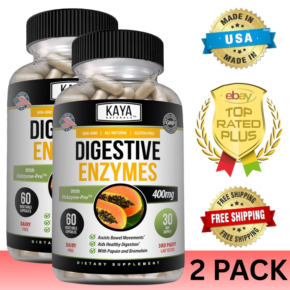 (2 Pack) Digestive Enzymes w/ Prebiotic & Probiotics, Gas, Constipation & Bloat