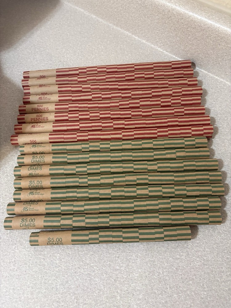 Coin Wrappers. 467 Pieces. Paper Rolls. Easy Wrap. Assorted Sizes.