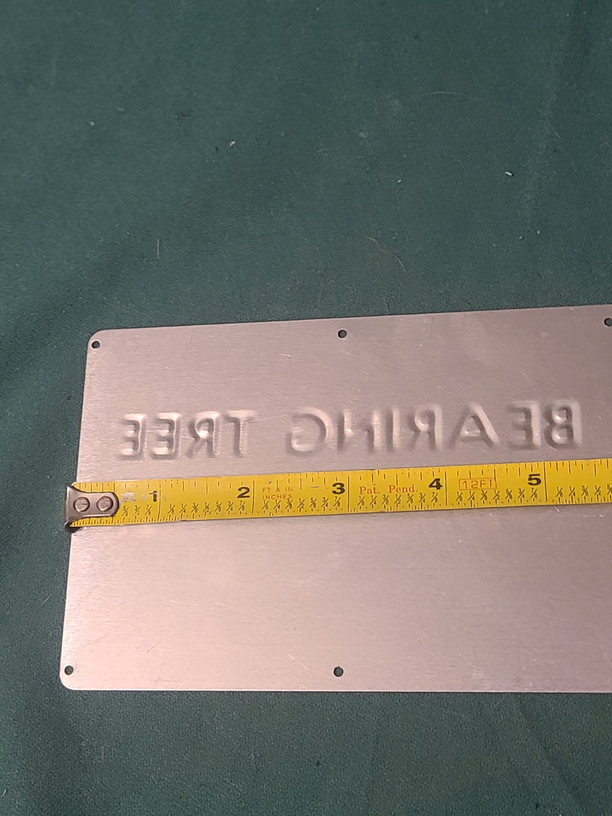 Mint Unused Bearing Tree Metal Sign Land Surveyor Used 4" x 6"