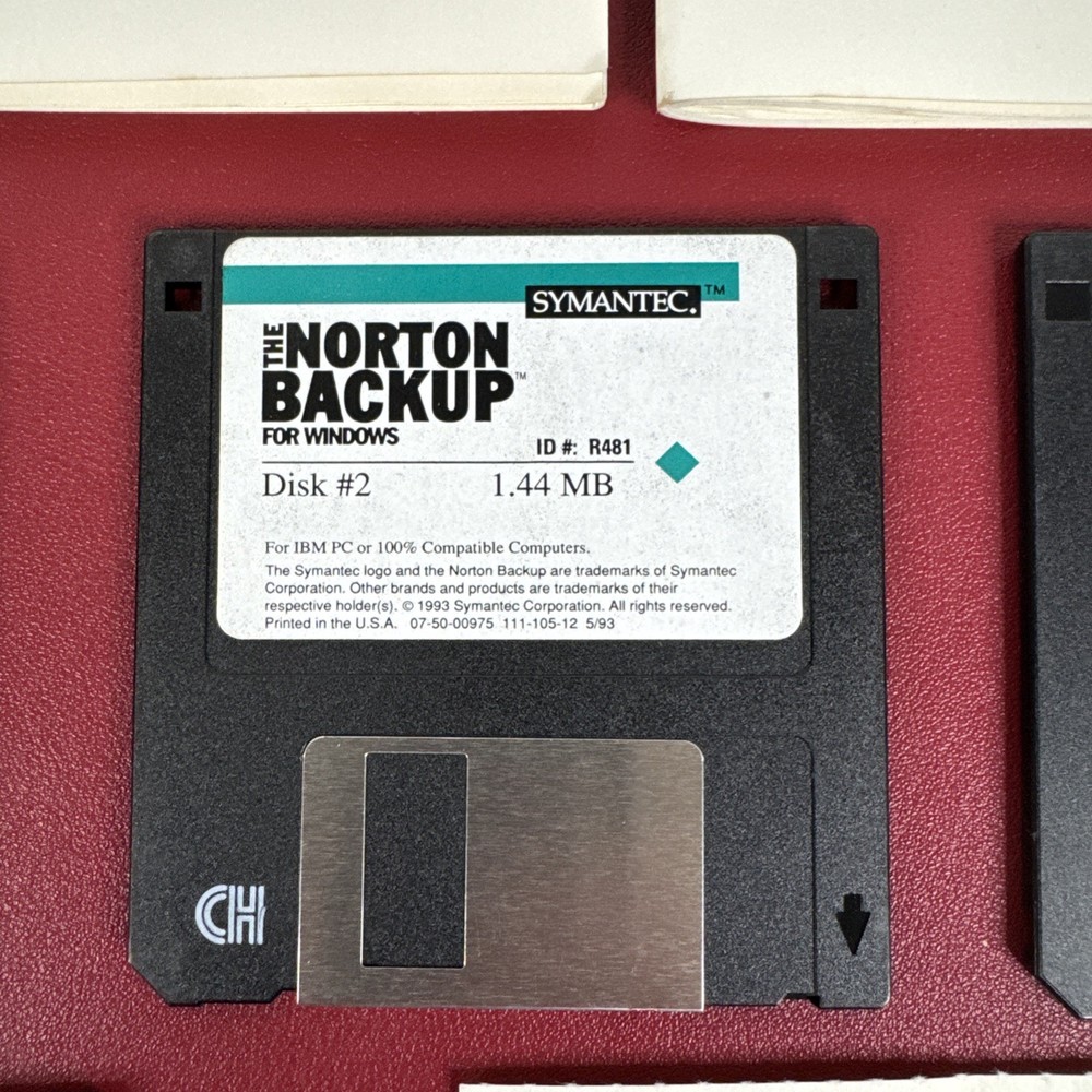 Symantec Norton Backup for Wndows DOS IBM Software 3.5" Disk
