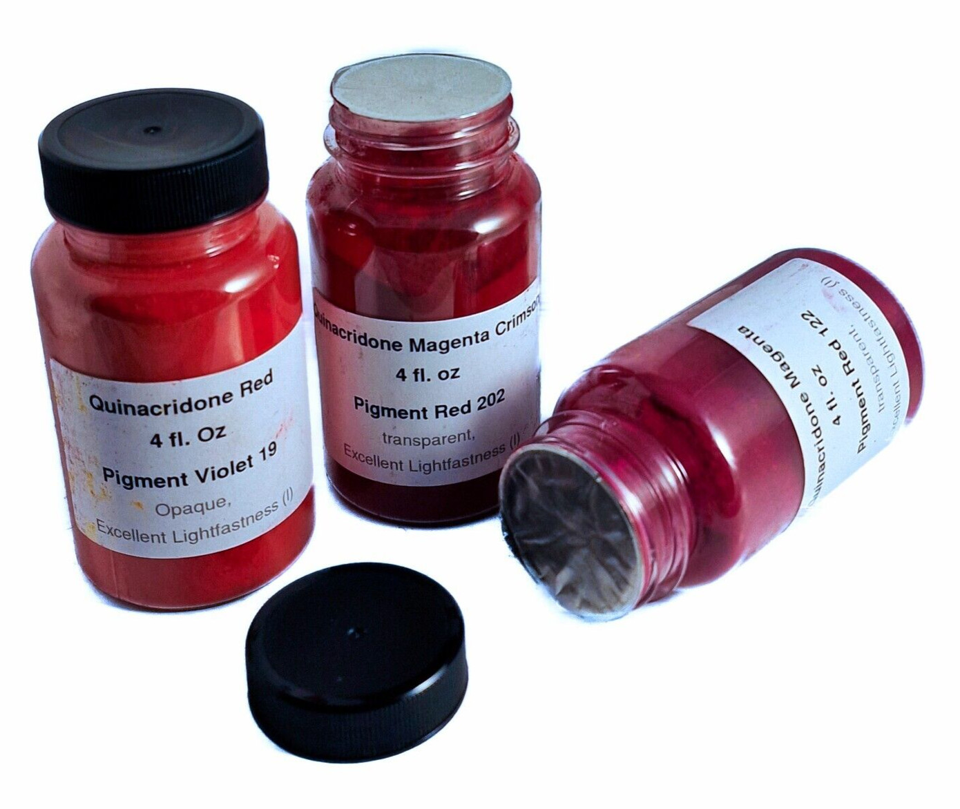 Quinacridone Burnt orange, Red, Magenta , Pigment Dry Powder set 5 x 4 fl.oz