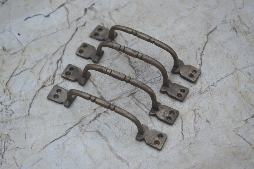 Vintage Victorian Cast Brass Handles Door Knobs and Pulls Gate Handle 4 pcs