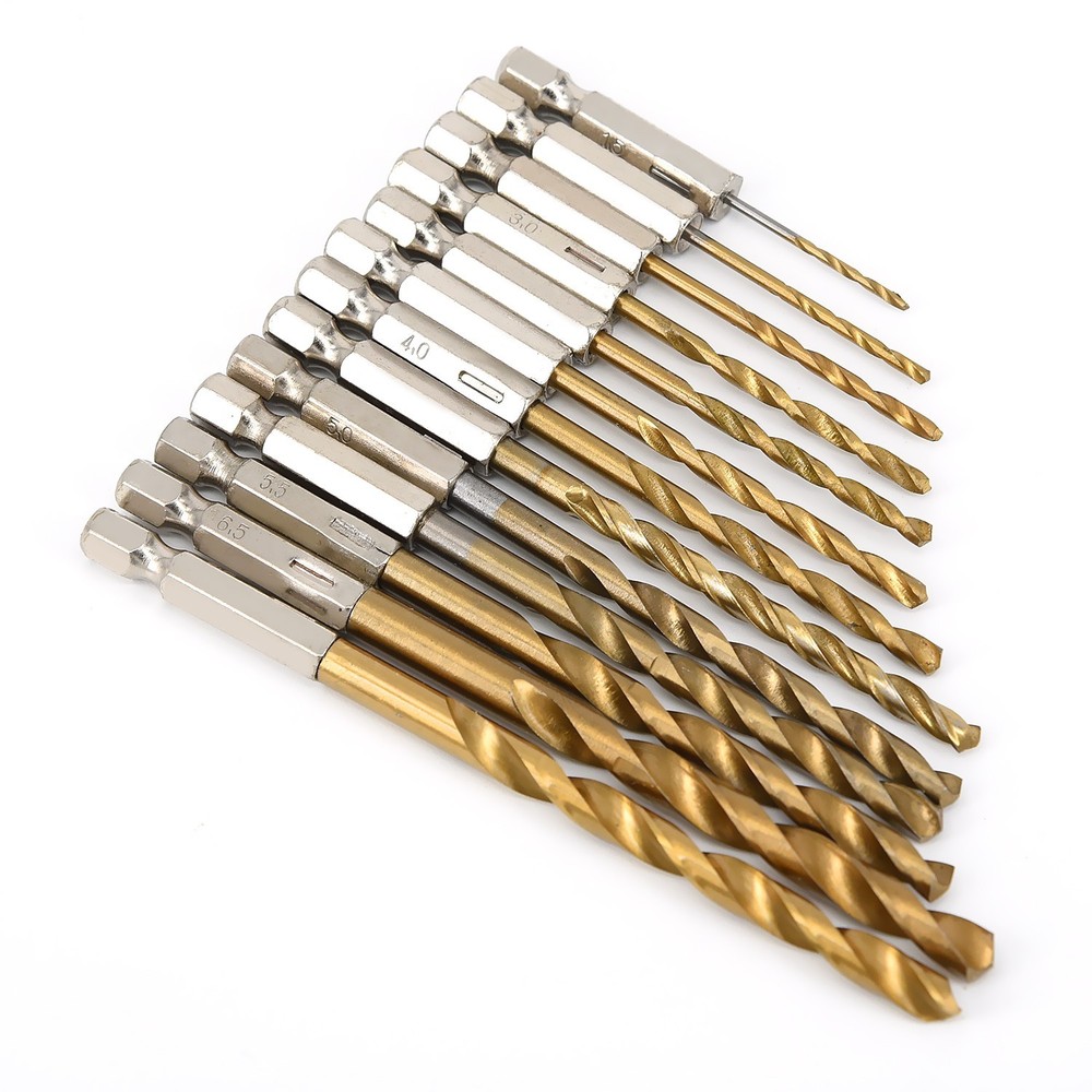 13 Pc Drill Bit Coated HSS High Steel Hex Shank Quick Change Part