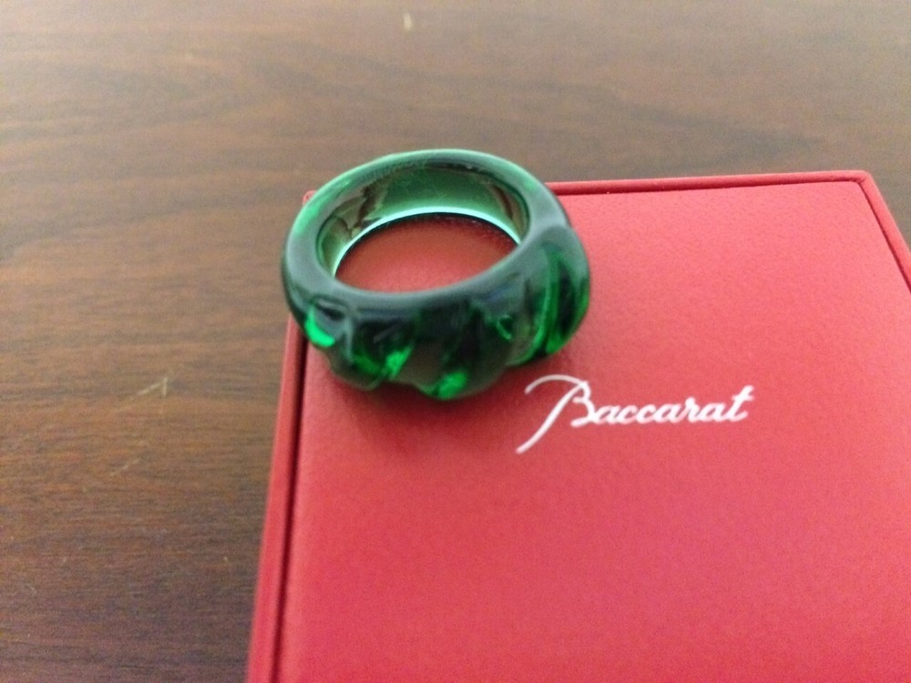 Baccarat Green Crystal Ring Size 50