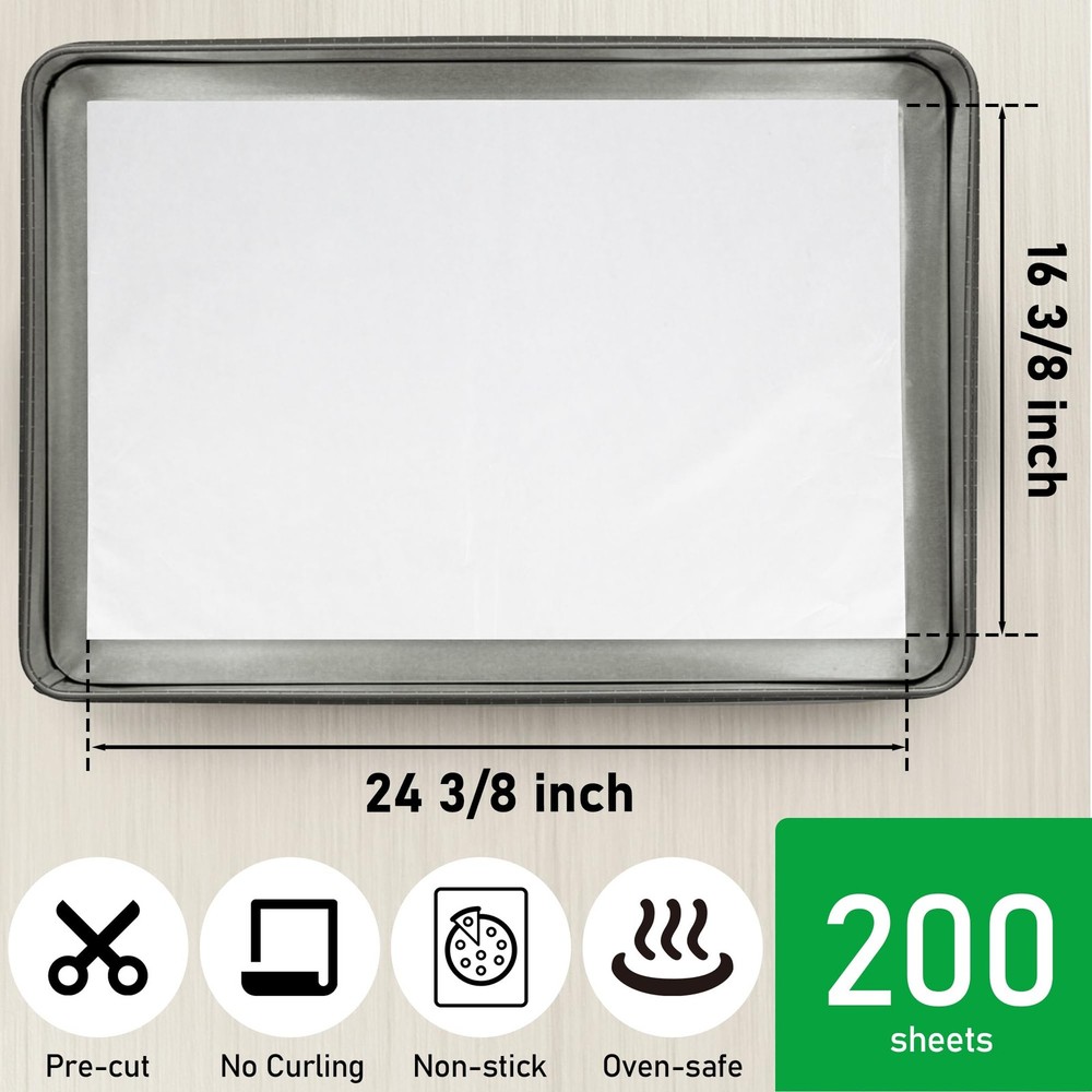 EcoDispose Non-Stick Parchment Sheets - Full Pan Size, 200-Count for Baking