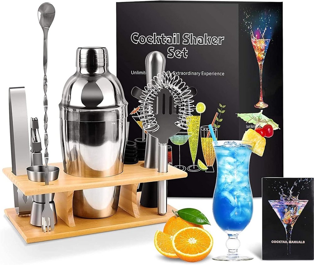 PowCube Cocktail Set, 11 Piece Cocktail Shaker Set