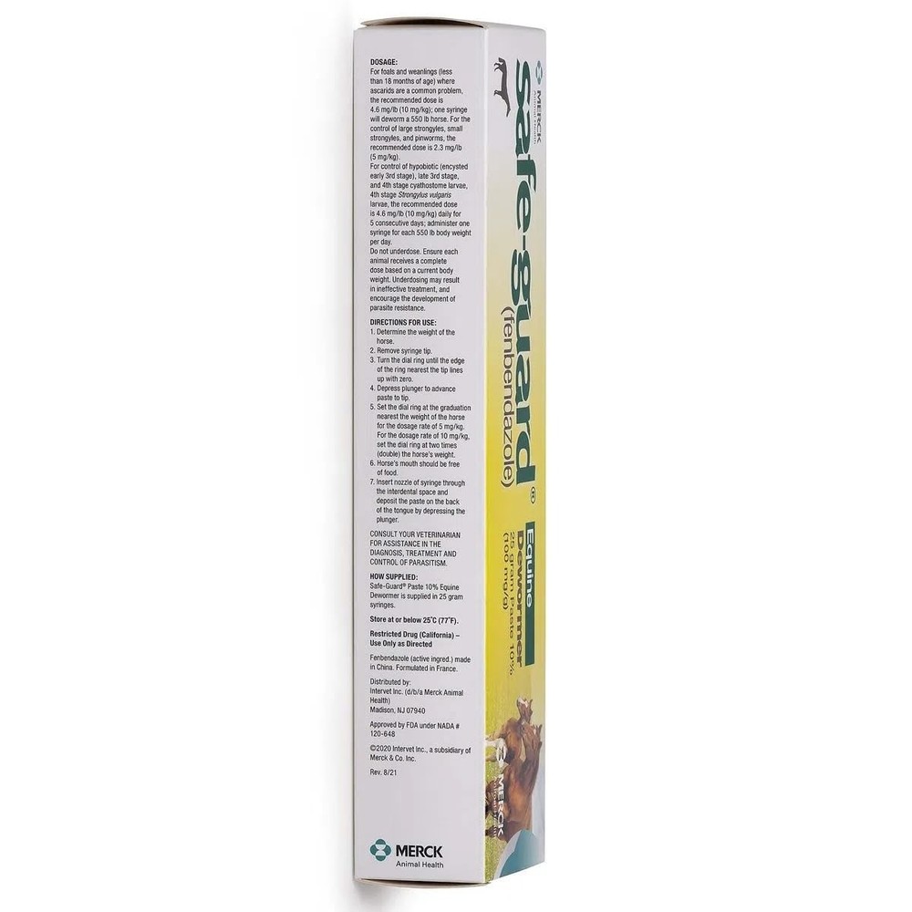 Safe Guard 25 Gram Paste Equine Dewormer