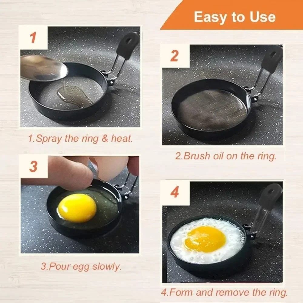 Stainless Steel Fried Egg Ring - Nonstick Round Pancake Mold Maker