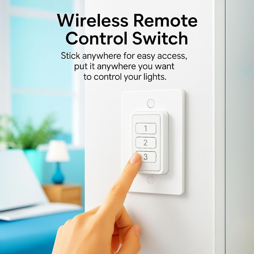 3 Pack 656ft Wireless Wall-Switch: Remote Control Outlet for Lights & Appliances