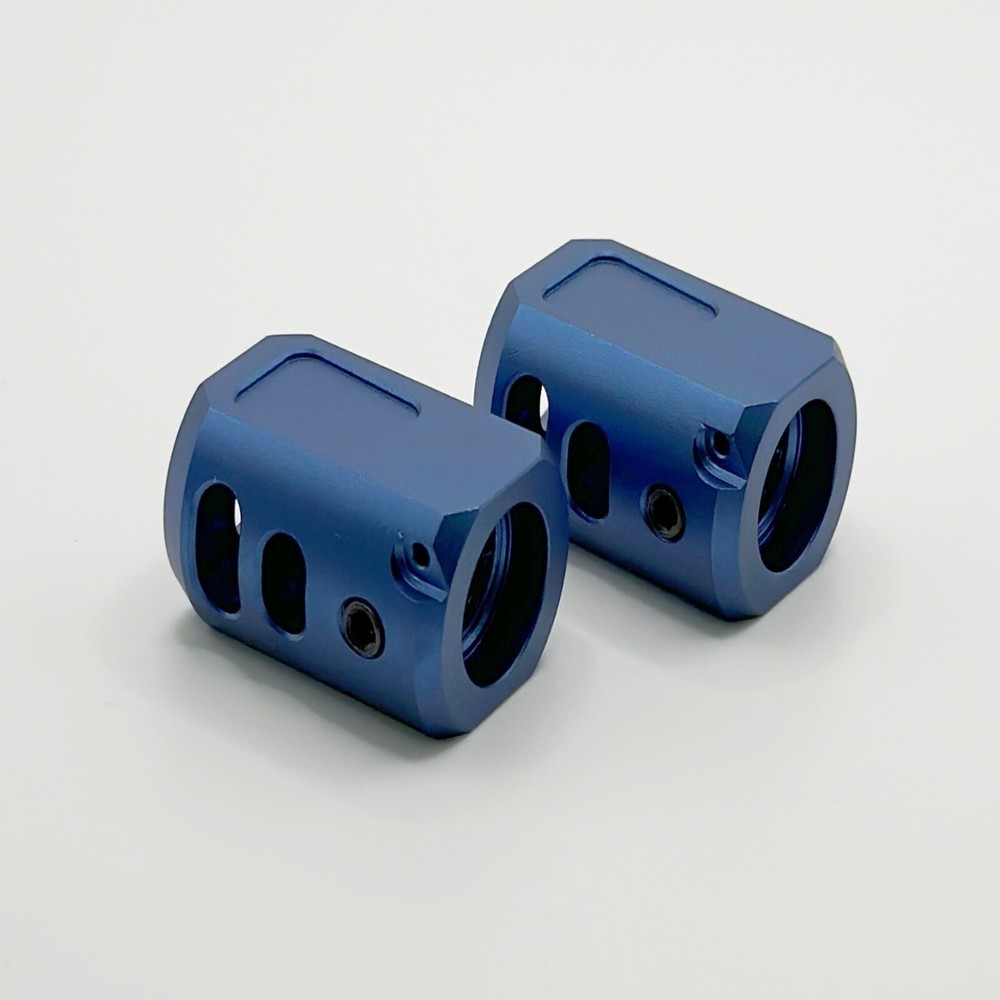 2 PACK BLUE Muzzle Brake Compensator 1/2''x28 TPI For 9mm