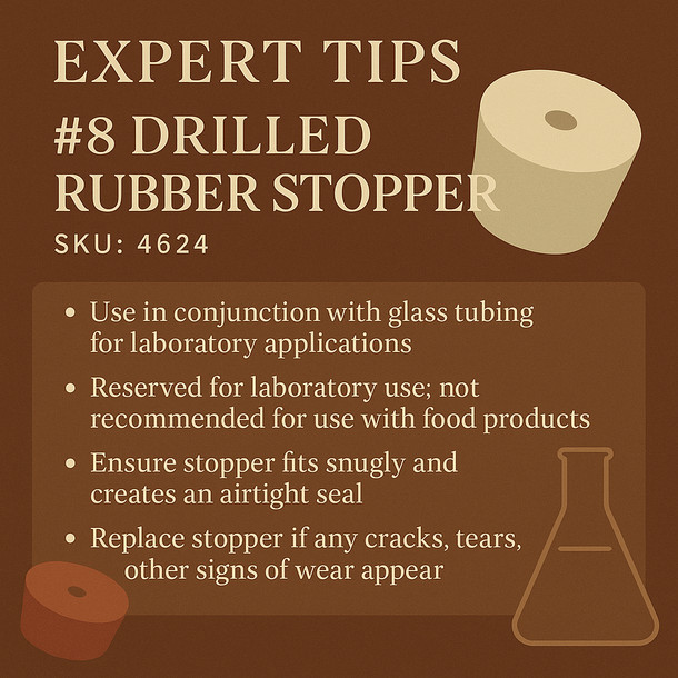 LD Carlson No. 8 Drilled Rubber Stopper