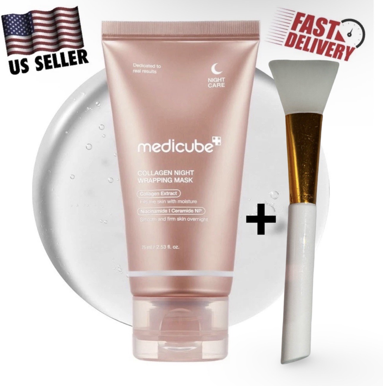 MEDICUBE Collagen Night Wrapping Mask 2.53 fl oz + Silicone Brush | Exp:2028