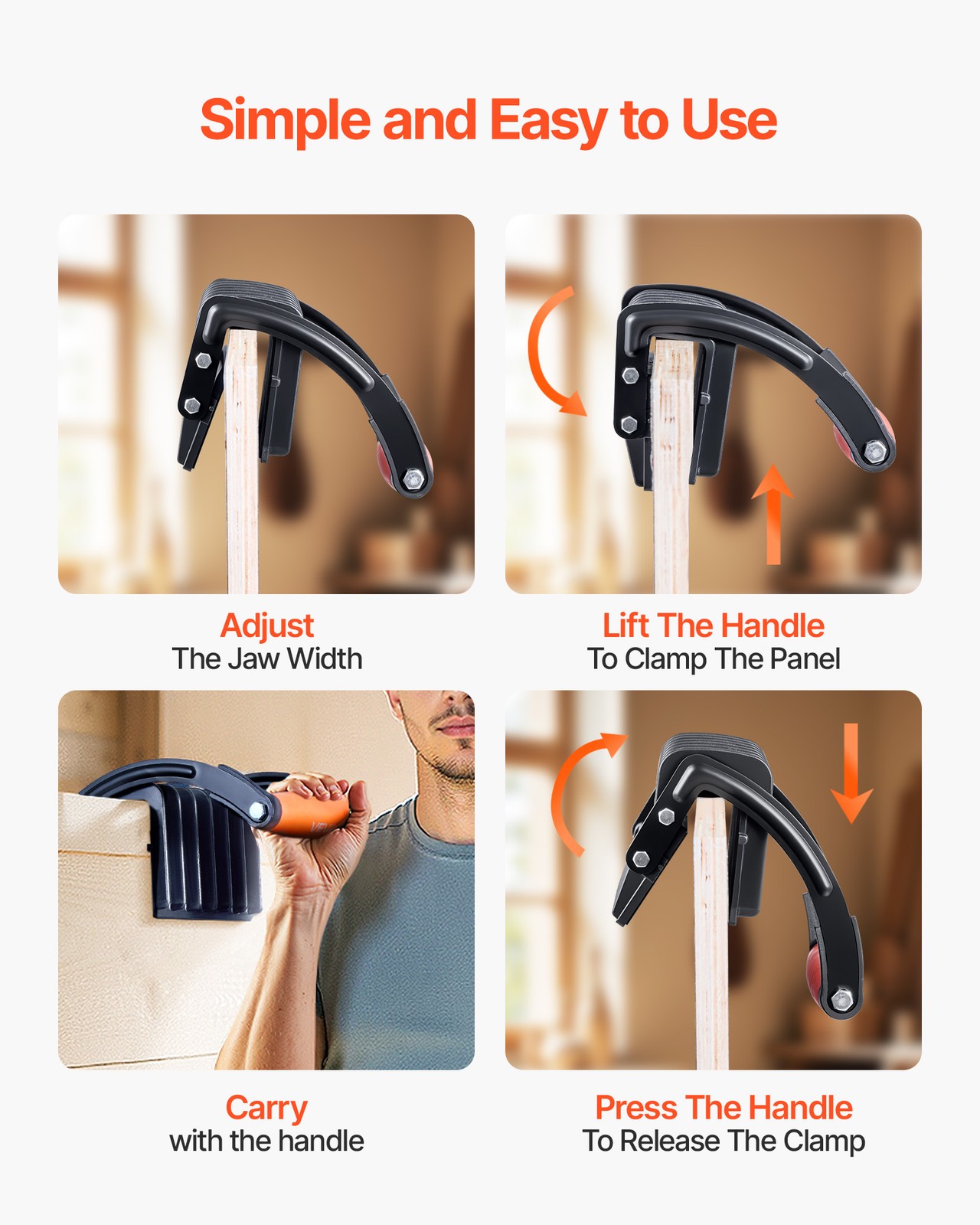 VEVOR 2 PCS Plywood Carrier 200 lbs Drywall Carrying Tool for 0-1 Inches Thick