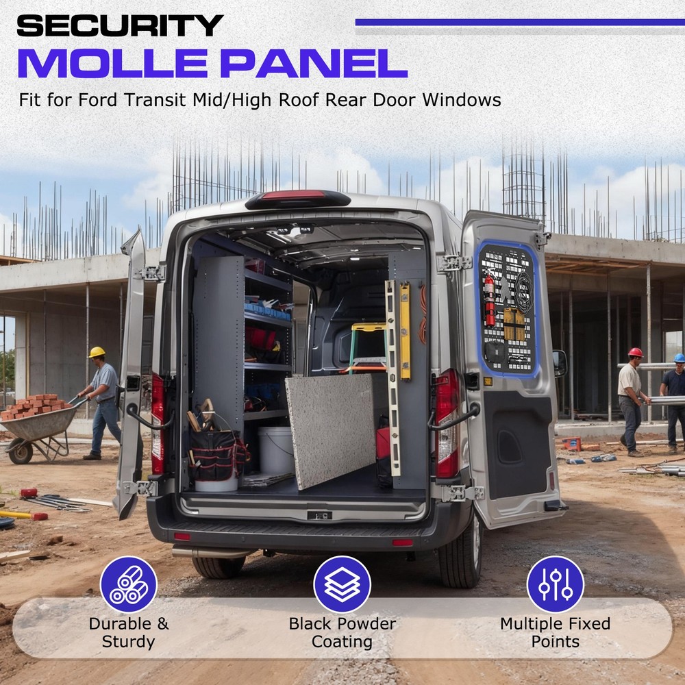 Steel Window Security Screen Fit Ford Transit Mid/High Roof Rear Doors AntiTheft