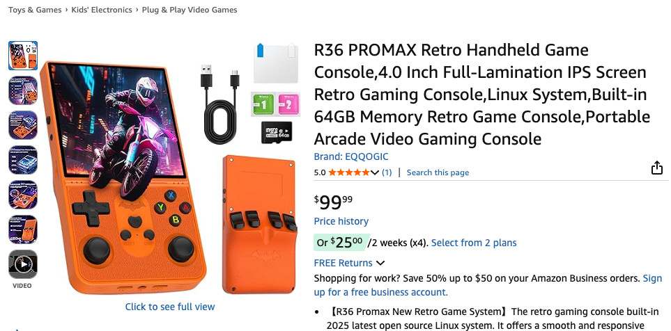 R36 Promax Retro Handheld Game Console 4.0 Inch Screen