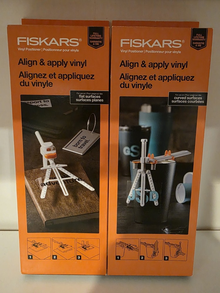 (2) Fiskars Flat & curved Surfaces Vinyl Positioner Alignment Tools new