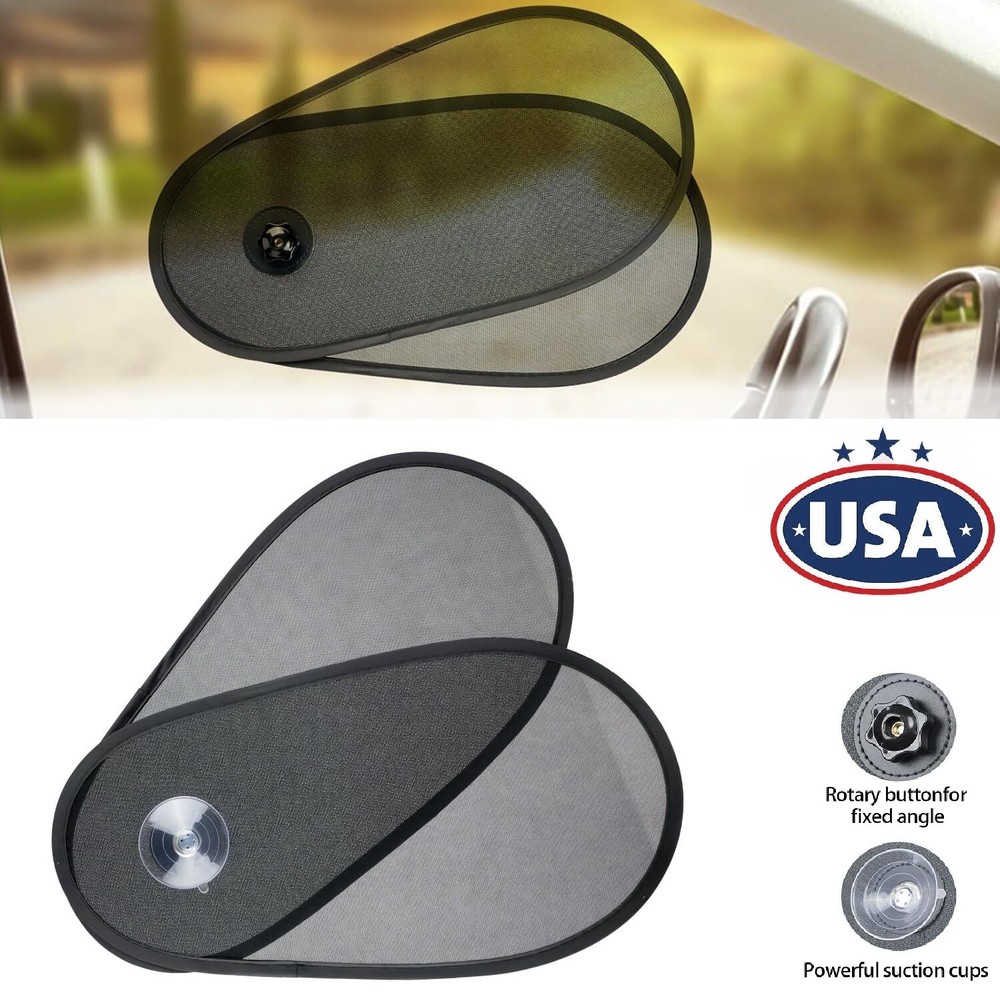 2x Adjustable and Rotatable Car Side Window Sun Shade Block Sun Glare for Driver