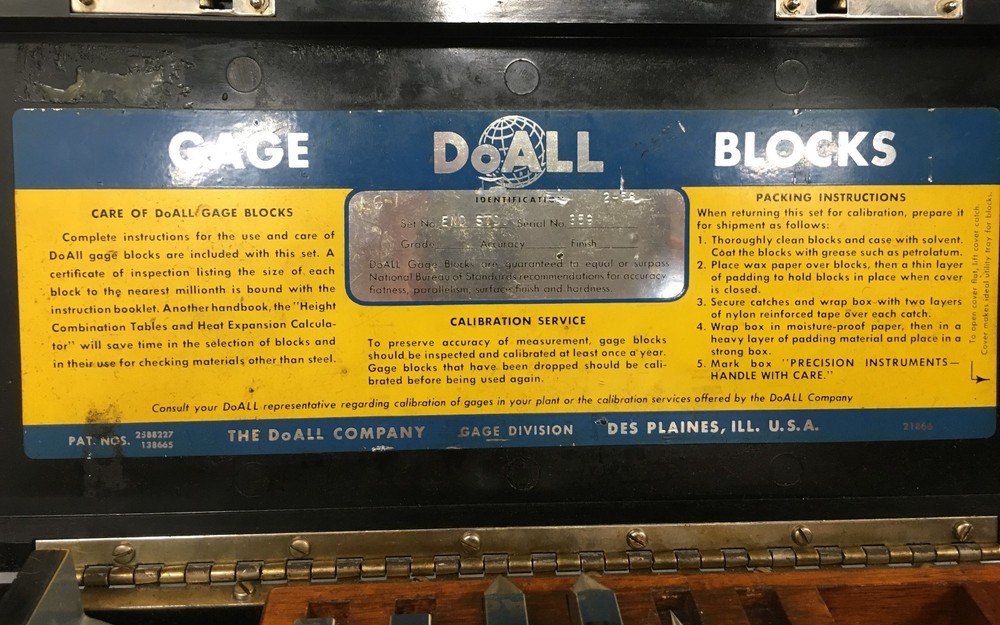 DoAll Square Gage Block Accessory Set