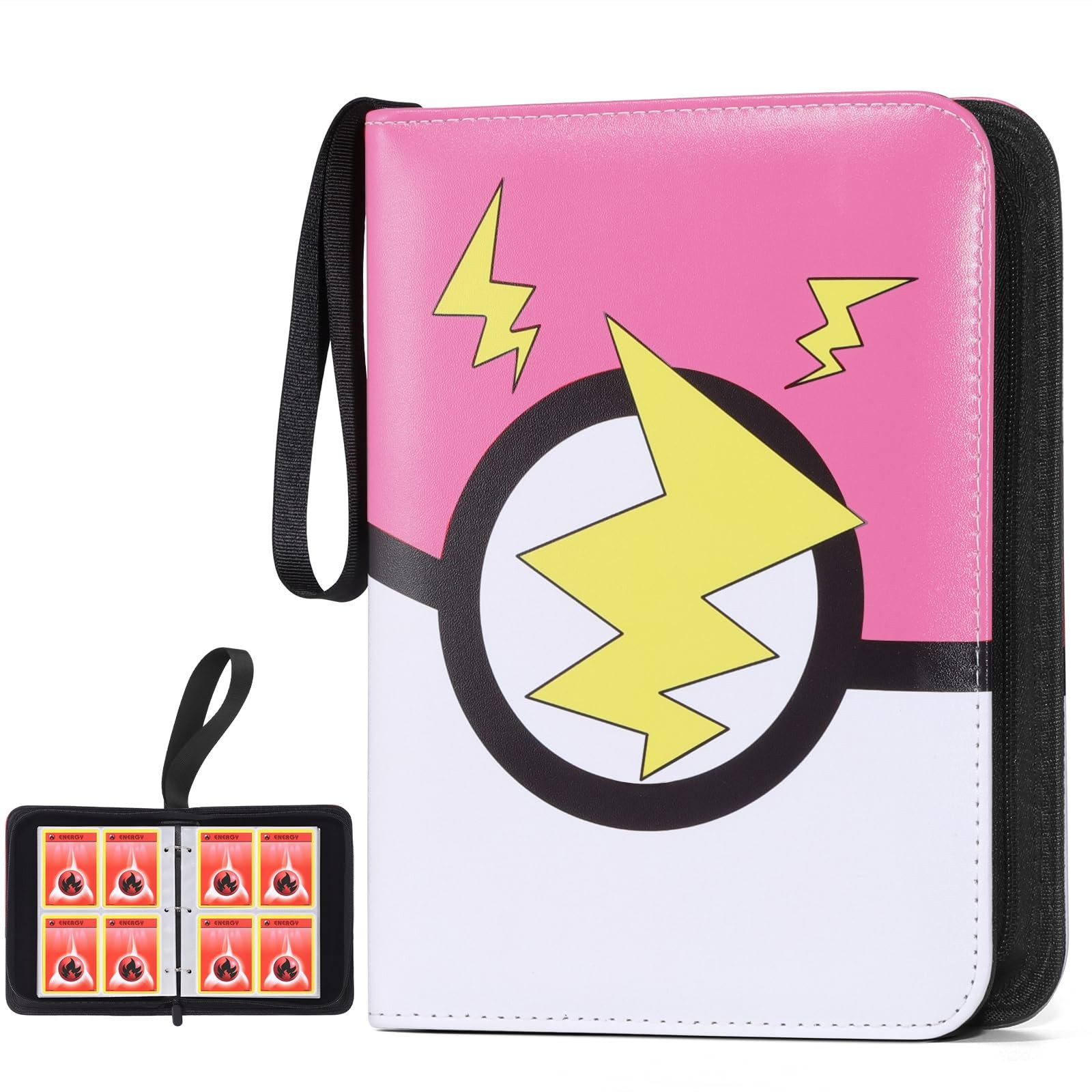 FAMOMI 4-Pocket Card Binder Album w/ 50 Sleeves - Holds 400 Cards - Pink