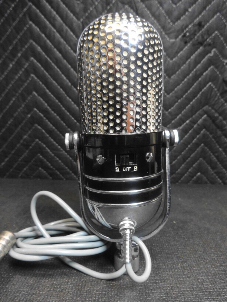 VINTAGE SHIELD M-102 PILL SHAPE CHROME MICROPHONE